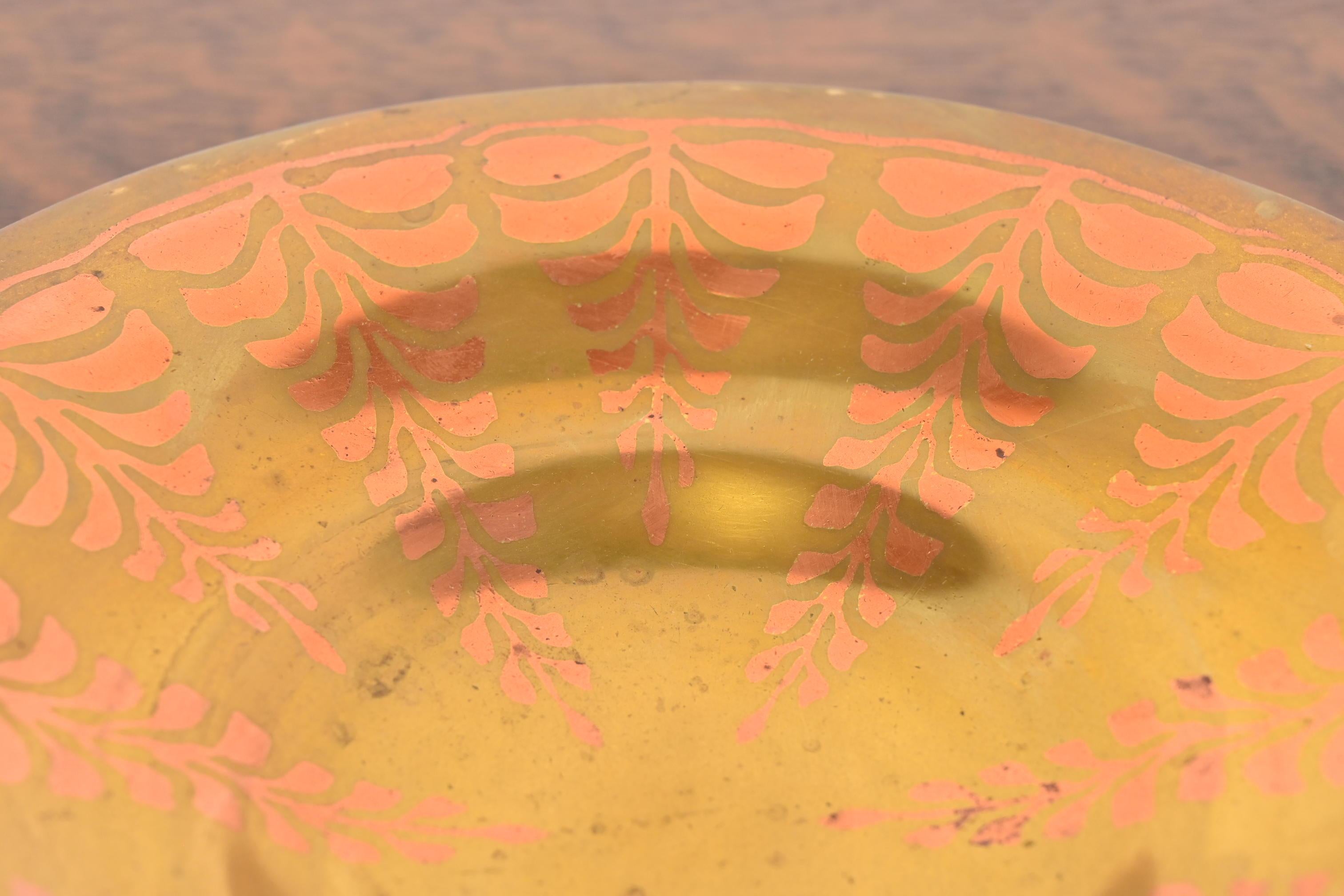 20th Century Tiffany & Co. Copper on Gilt Bronze Decorative Shallow Bowl, Circa 1900 For Sale