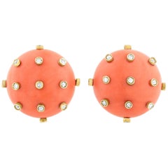 Tiffany & Co. Coral and Diamond Earrings