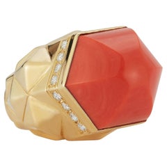 Tiffany & Co. Bague Dome en corail et diamants