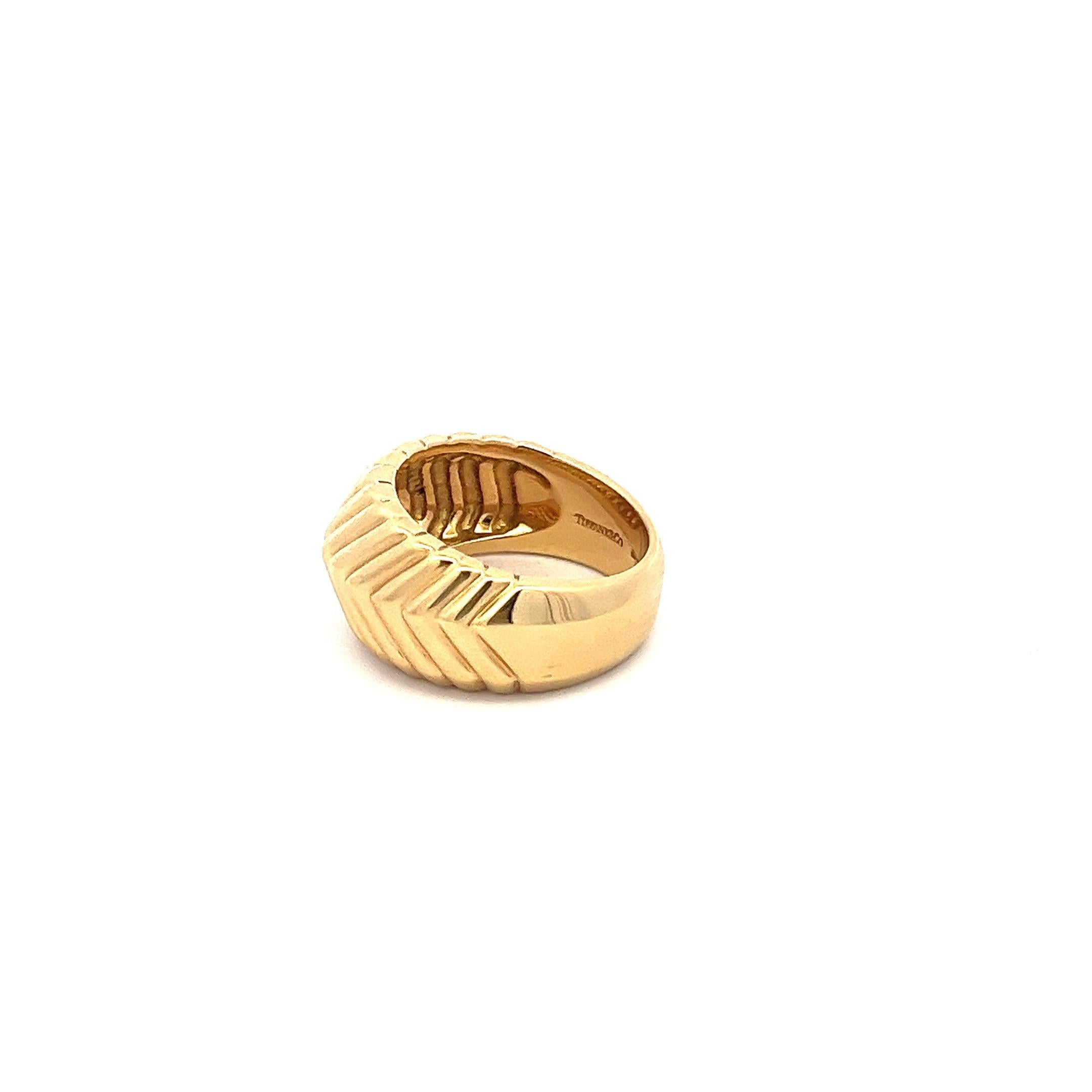Modern Tiffany & Co. Cordis 18 Karat Yellow Gold Chevron Band Ring For Sale
