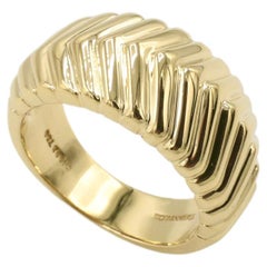 Tiffany & Co. Cordis 18 Karat Yellow Gold Chevron Style Band Ring 1998