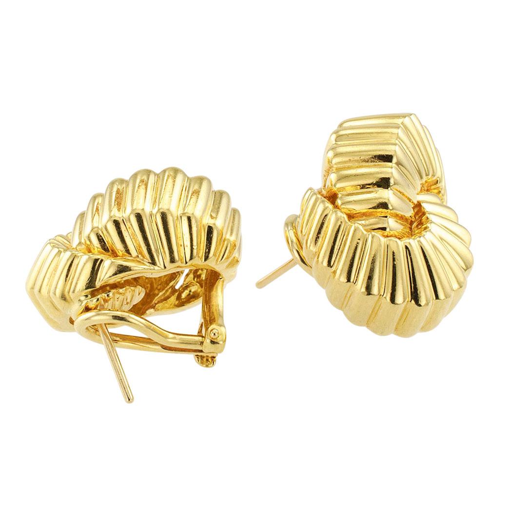 Contemporary Tiffany & Co. Cordis Gold Clip On Earrings