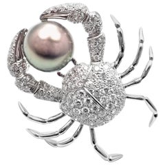Tiffany & Co. Crab Tahitian Pearl 2.70 Carat Diamond Platinum Pin Brooch