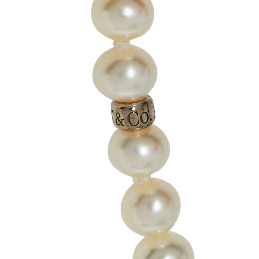 Uncut Tiffany & Co. Cream Pearl Sterling Silver Long Necklace