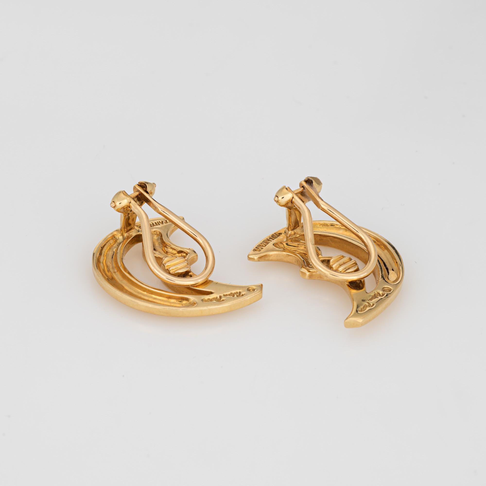 Modern Tiffany & Co Crescent Moon Earrings Paloma Picasso Vintage 18k Gold Clip On For Sale