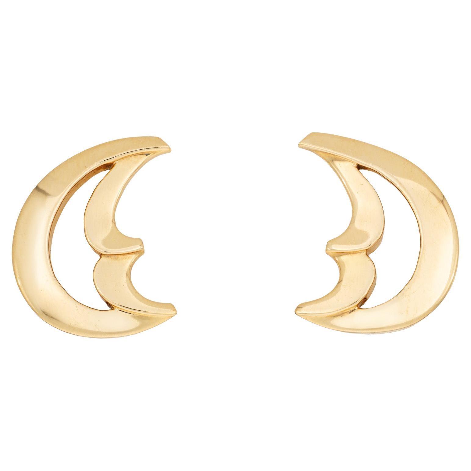 Pendientes Tiffany & Co Luna creciente Paloma Picasso Vintage Oro de 18 quilates con clip
