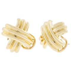 Tiffany & Co. Criss Cross 18 Karat Yellow Gold Ladies Earrings