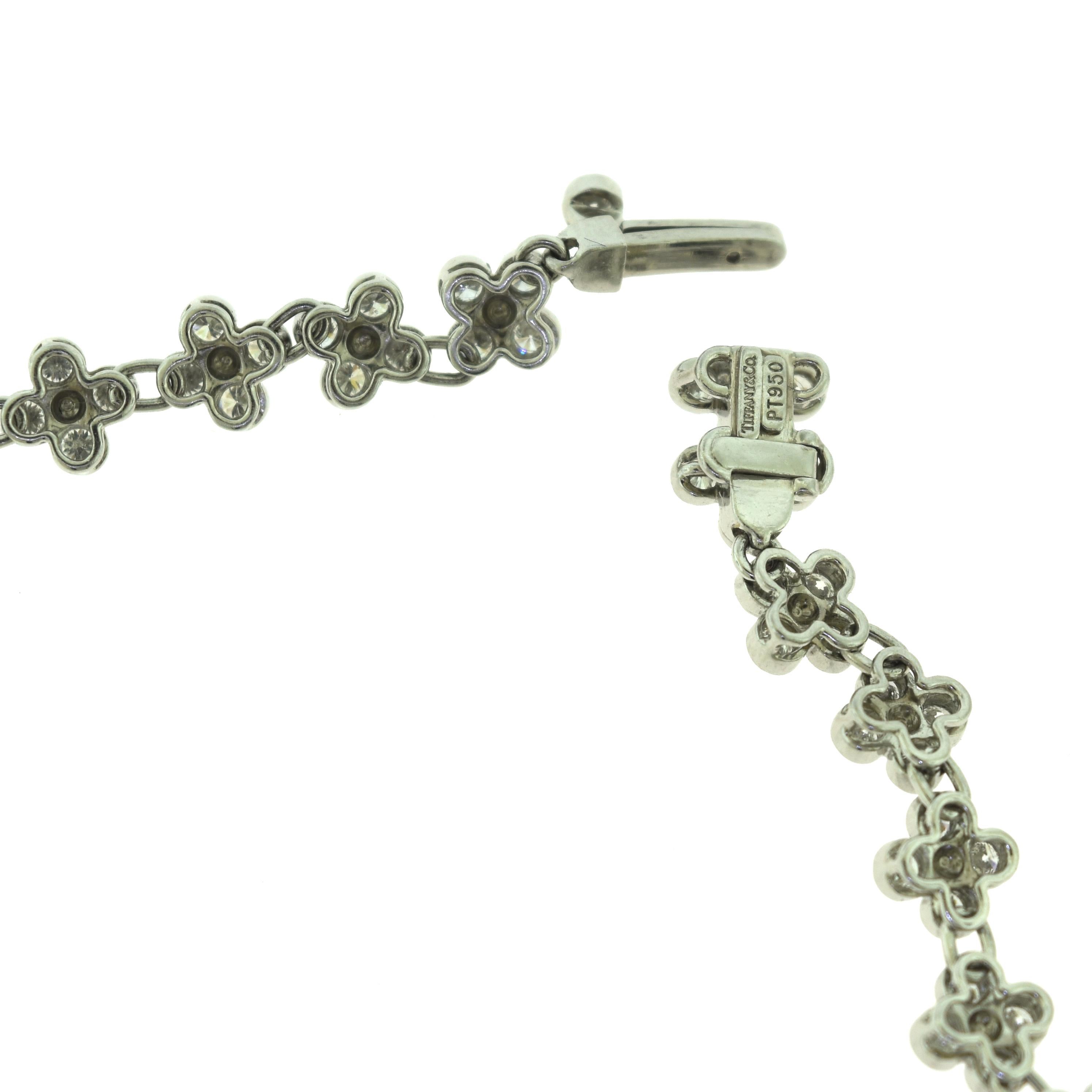 Tiffany & Co. Crochet Lace Diamond and Aquamarine Briolette Platinum Necklace In Good Condition In Miami, FL