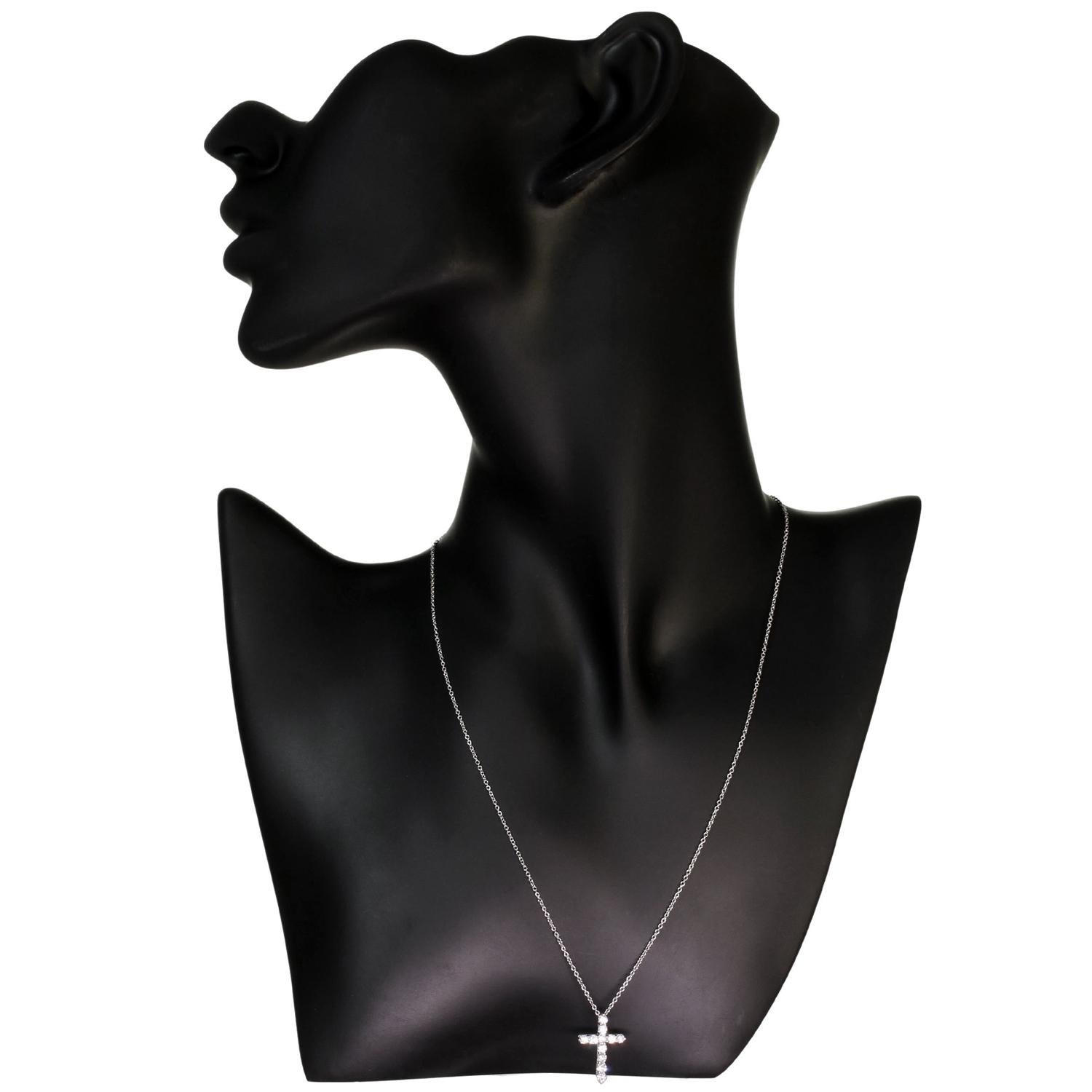 Women's TIFFANY & CO. Cross Diamond Platinum Pendant Necklace For Sale
