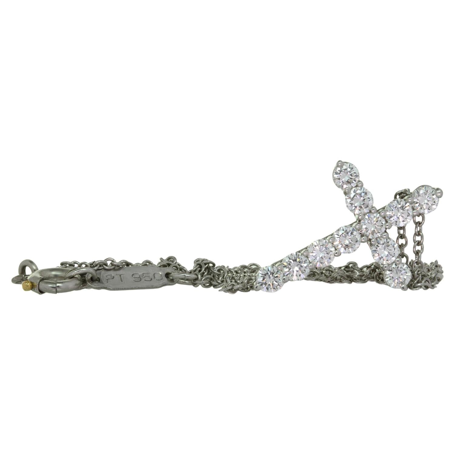 TIFFANY & CO. Cross Diamond Platinum Pendant Necklace For Sale 3