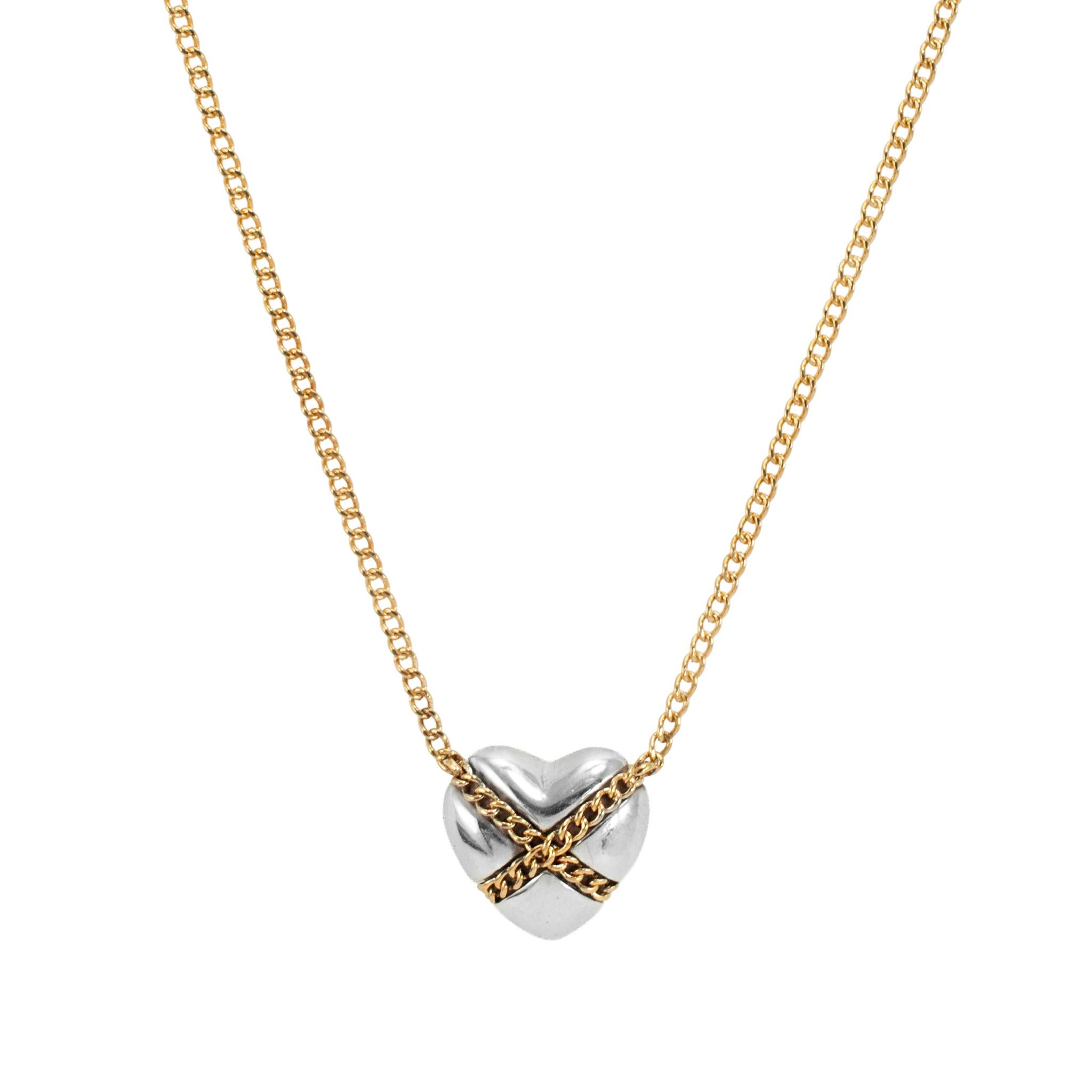 Tiffany 
Co. Collana con ciondolo bicolore Cross My Heart in oro giallo 18 carati e argento