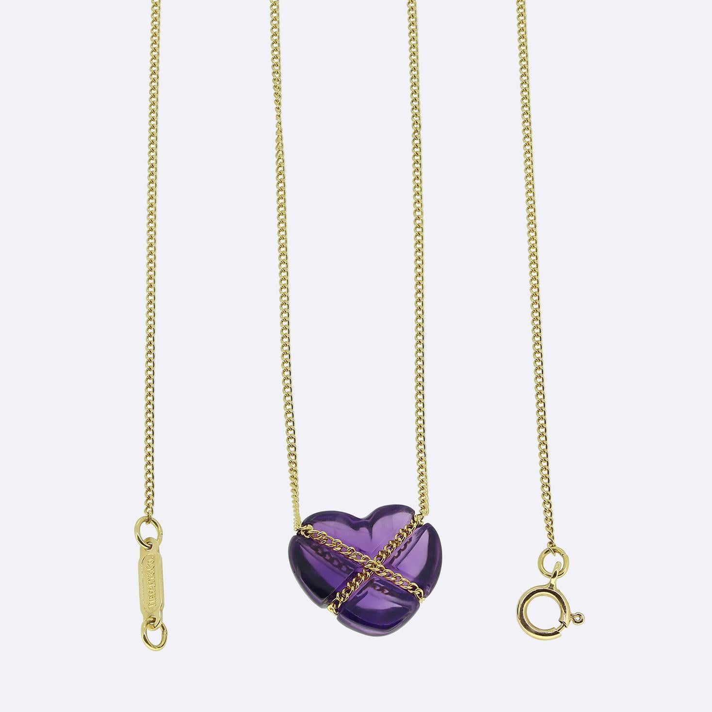Tiffany & Co. Cross My Heart Amethyst Halskette (Herzschliff) im Angebot