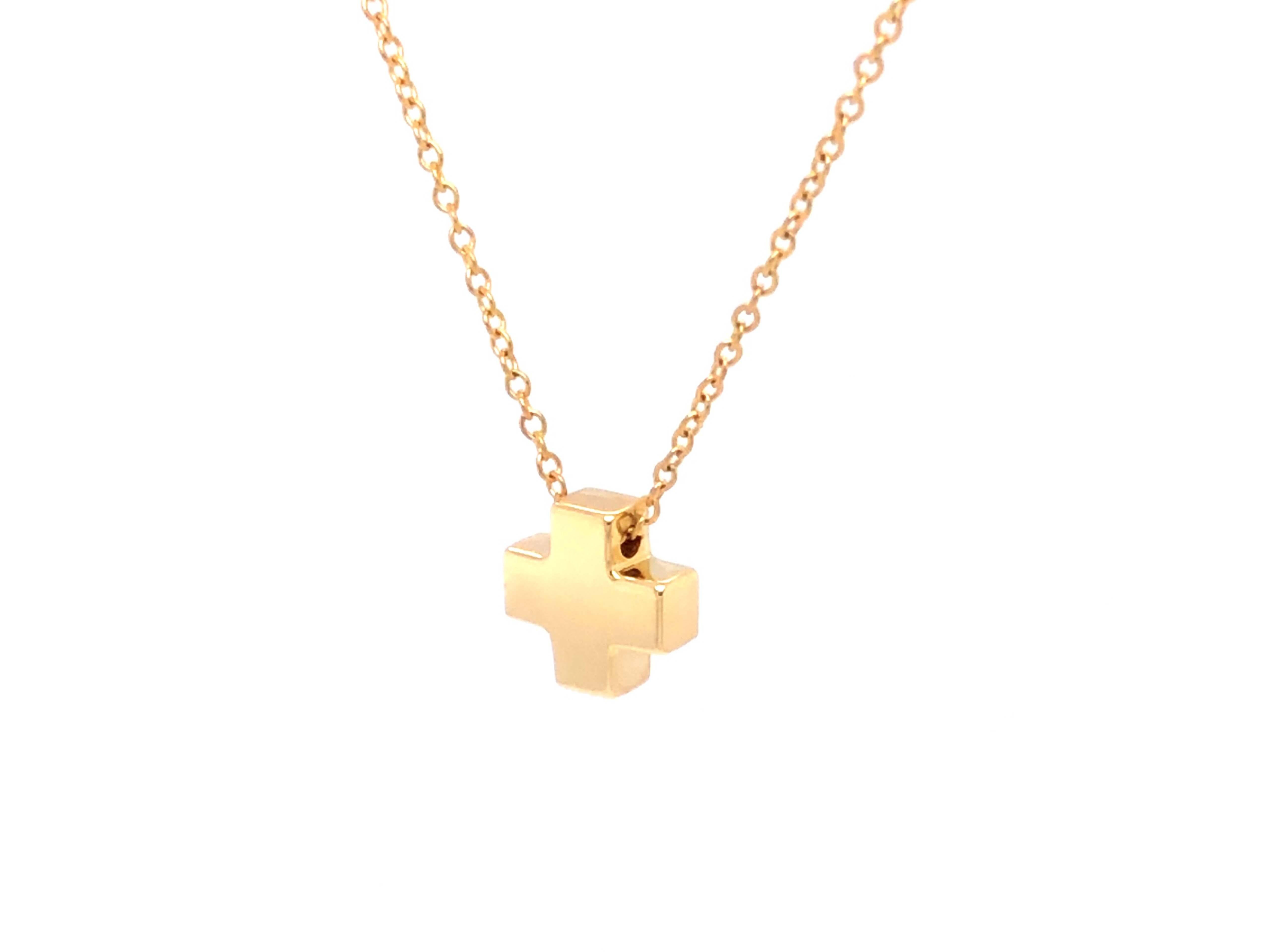 Tiffany & Co. Kreuz-Anhänger und Kette, 18 Karat Gelbgold im Zustand „Hervorragend“ in Honolulu, HI