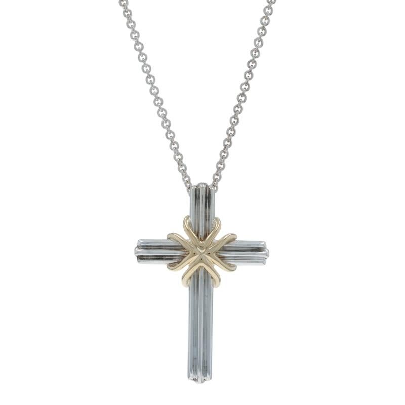 Tiffany 
Co. Cross Pendant Necklace 18" - Sterling 925 Yellow Gold 18k Faith