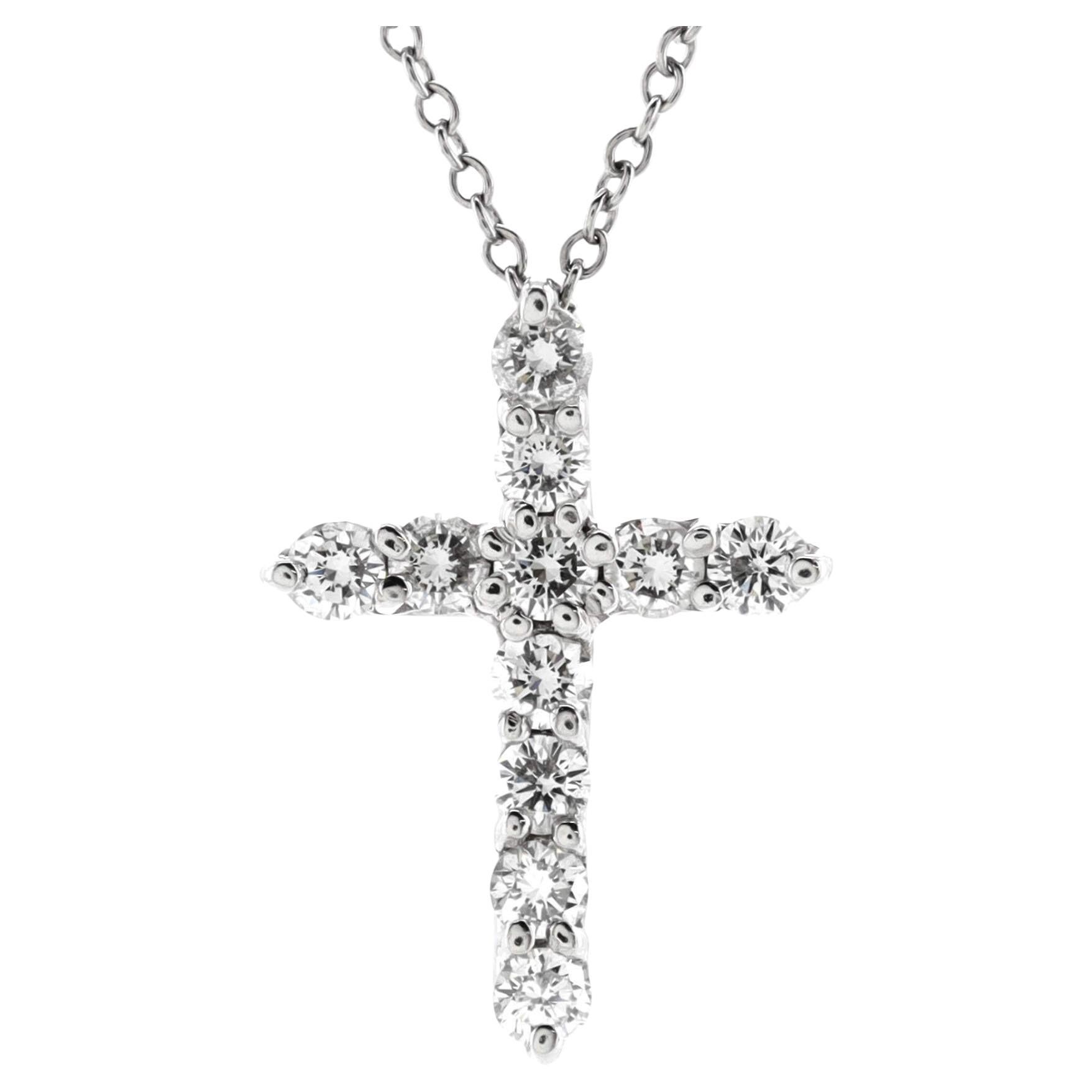 Tiffany & Co. Cross Pendant Necklace Platinum and Diamonds