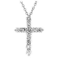 Tiffany & Co. Cross Pendant Necklace Platinum and Diamonds