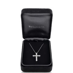 Tiffany & Co. Cross Pendant Necklace Platinum and Diamonds Medium