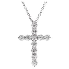 Tiffany & Co. Cross Pendant Necklace Platinum and Diamonds Medium