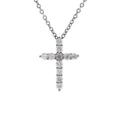 Tiffany & Co. Cross Pendant Necklace Platinum and Diamonds Mini