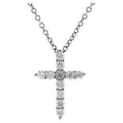 Tiffany & Co. Cross Pendant Necklace Platinum and Diamonds Mini