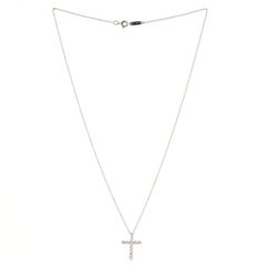 Tiffany & Co. Cross Pendant Necklace Platinum and Diamonds Small