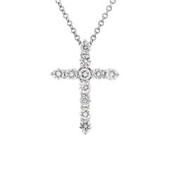 Tiffany & Co. Cross Pendant Necklace Platinum and Diamonds Small