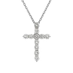 Tiffany & Co. Cross Pendant Necklace Platinum and Diamonds Small