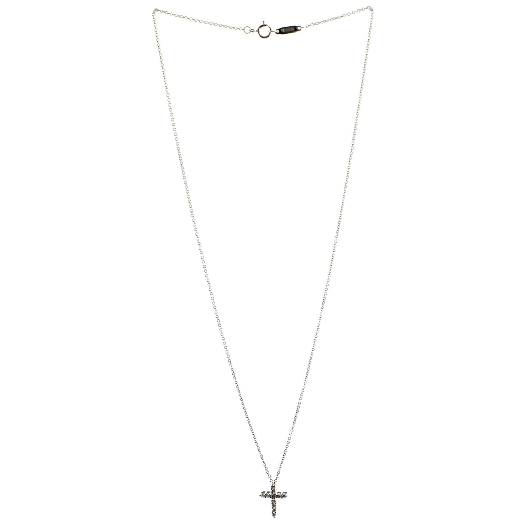 Tiffany 
Co. Cross Pendant Necklace Platinum and Diamonds Small