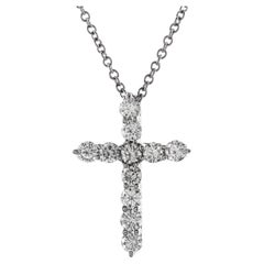 Vintage Tiffany & Co. Cross Pendant Necklace Platinum and Diamonds Small