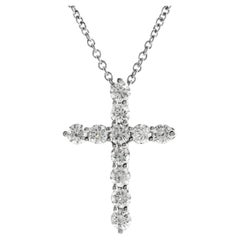 Tiffany & Co. Cross Pendant Necklace Platinum and Diamonds Small