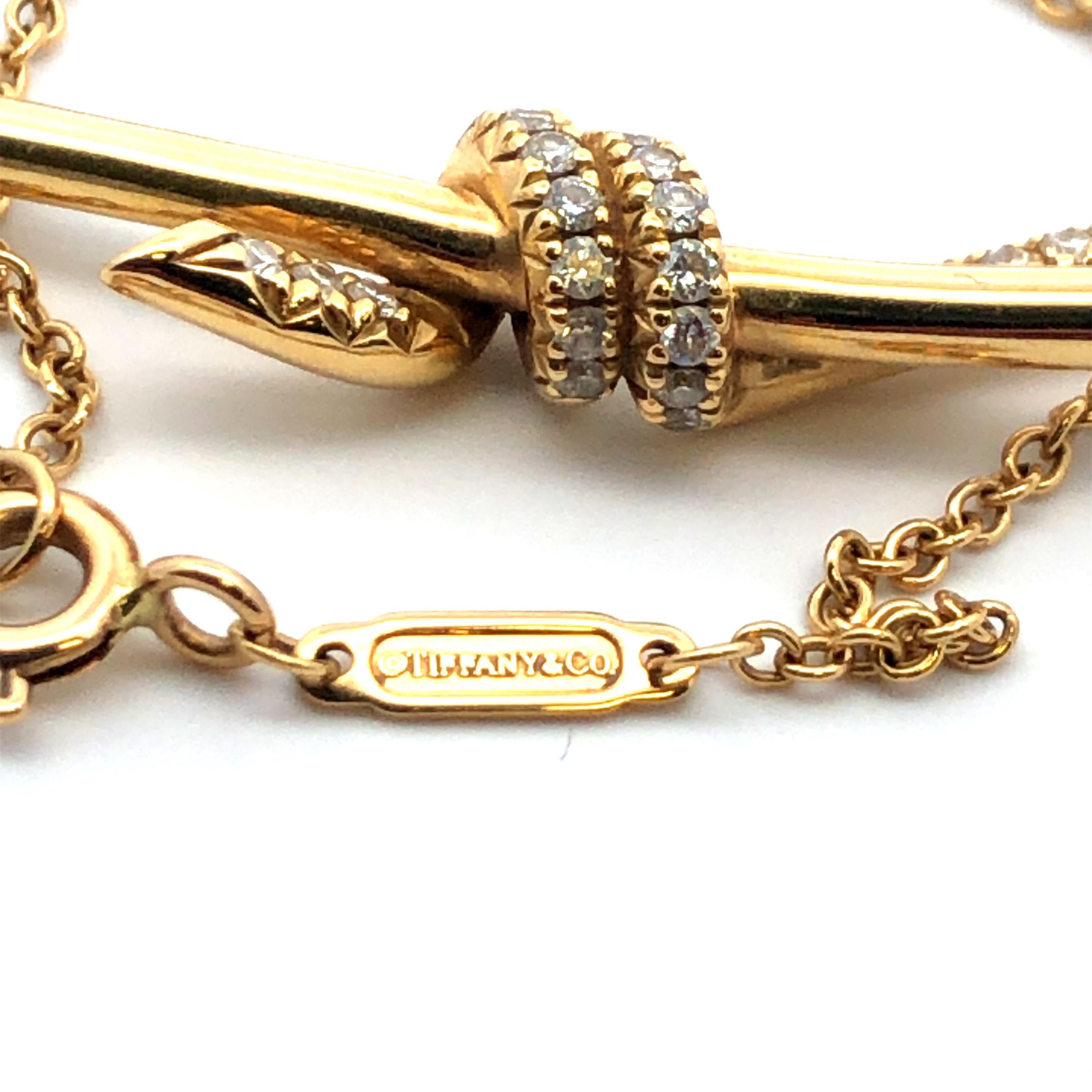 Tiffany & Co. Crossbars Diamond Pendant Necklace 18K Yellow Gold. 
17