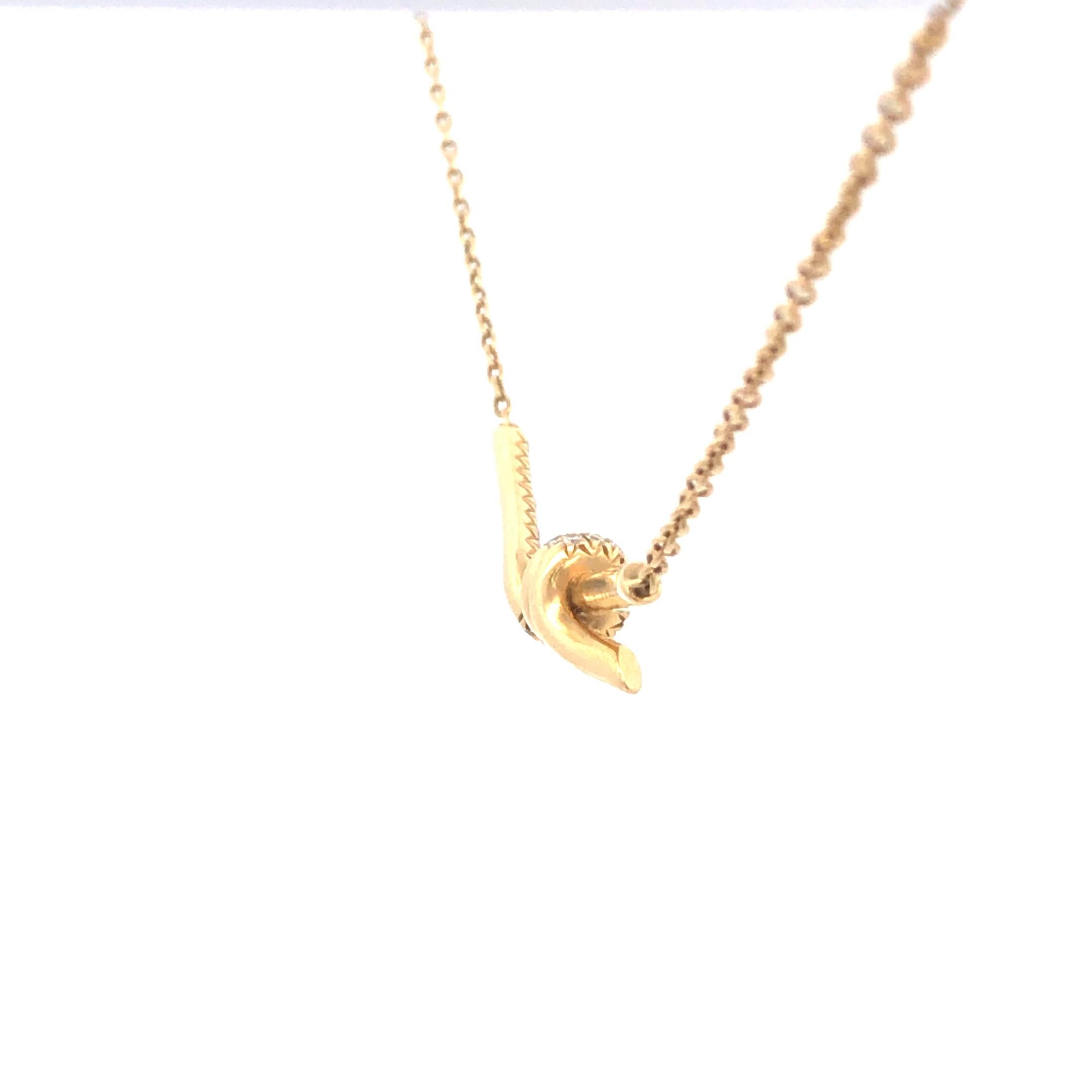 Tiffany & Co. Crossbars Diamond Pendant Necklace 18K Yellow Gold In Good Condition For Sale In Dallas, TX
