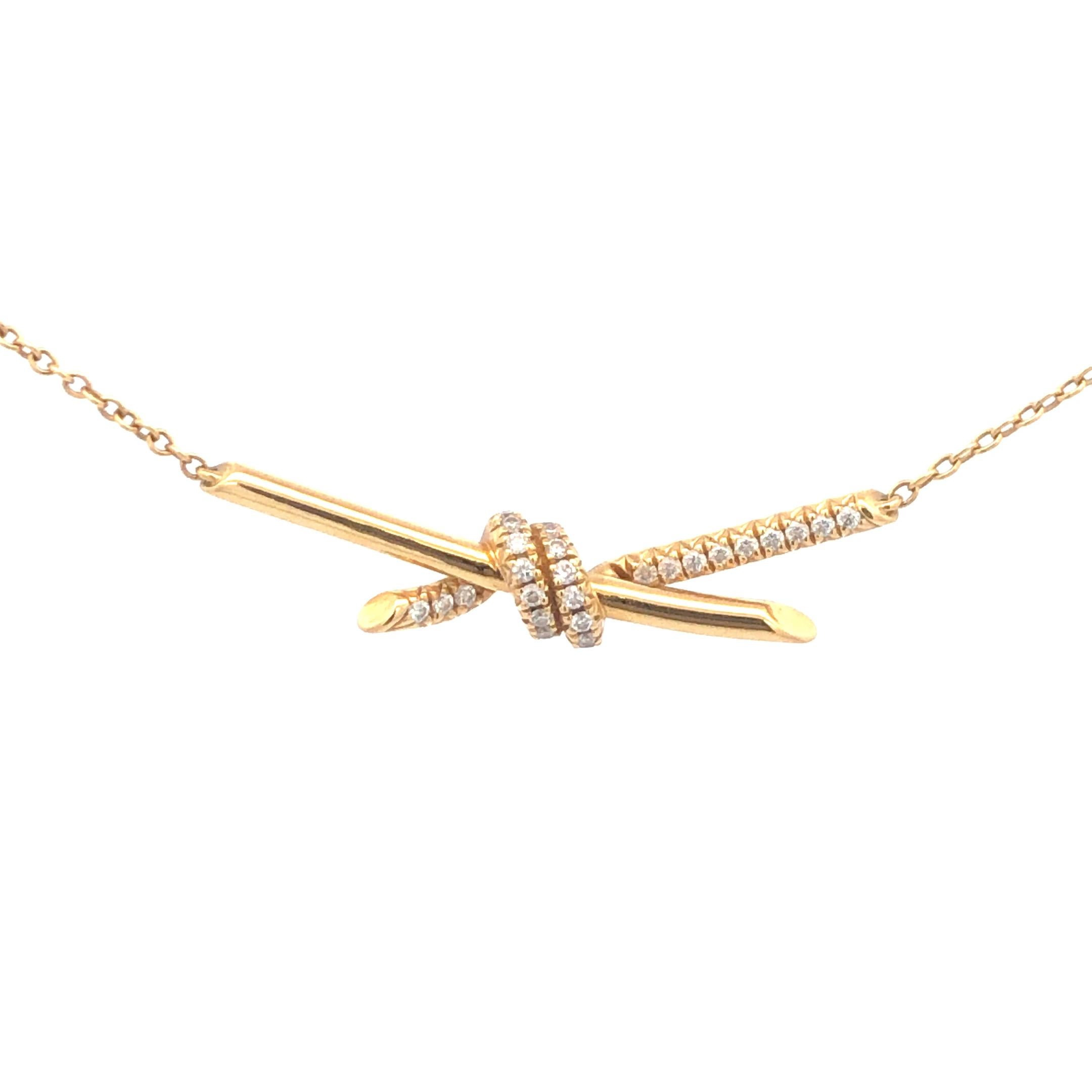 Tiffany & Co. Crossbars Diamond Pendant Necklace 18K Yellow Gold For Sale