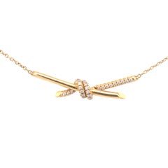 Tiffany & Co. Crossbars Diamant-Halskette mit Anhänger aus 18 Karat Gelbgold