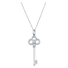 Tiffany & Co. Crown Key 18 Karat White Gold .11 Ctw Diamond Necklace