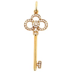 Tiffany & Co. Crown Key Necklace 18 Karat Yellow Gold and Diamonds