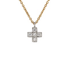 Tiffany & Co. Cruciform Cross Pendant Necklace 18K Yellow Gold and Platin