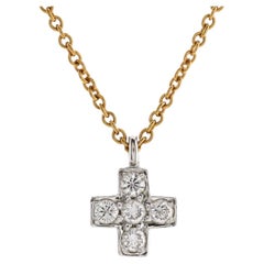 Tiffany & Co. Cruciform Cross Pendant Necklace 18K Yellow Gold and Platin