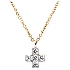 Tiffany & Co. Cruciform Cross Pendant Necklace 18K Yellow Gold and Platinum 
