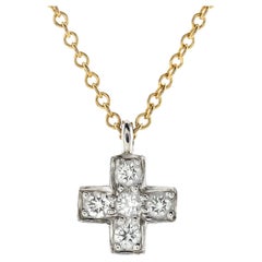 Tiffany & Co. Cruciform Cross Pendant Necklace 18K Yellow Gold and Platinum