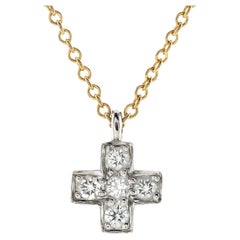 Tiffany & Co. Cruciform Cross Pendant Necklace 18K Yellow Gold and Platinum