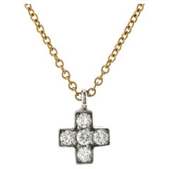 Tiffany & Co. Cruciform Cross Pendant Necklace 18K Yellow Gold and Platinum