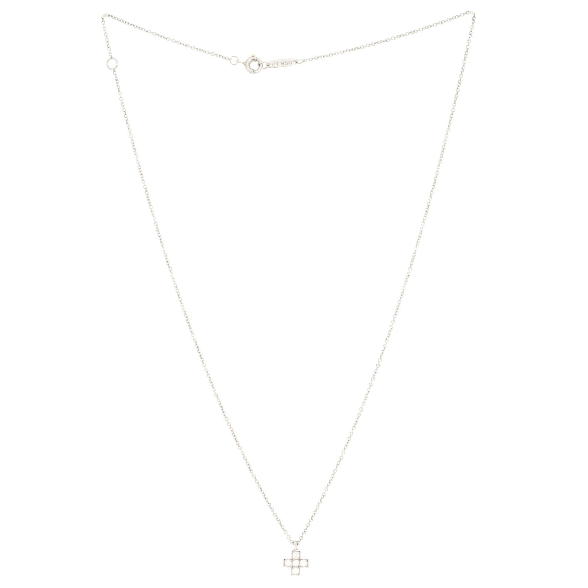 Tiffany & Co. Cruciform Cross Pendant Necklace Platinum and Diamonds In Good Condition In New York, NY