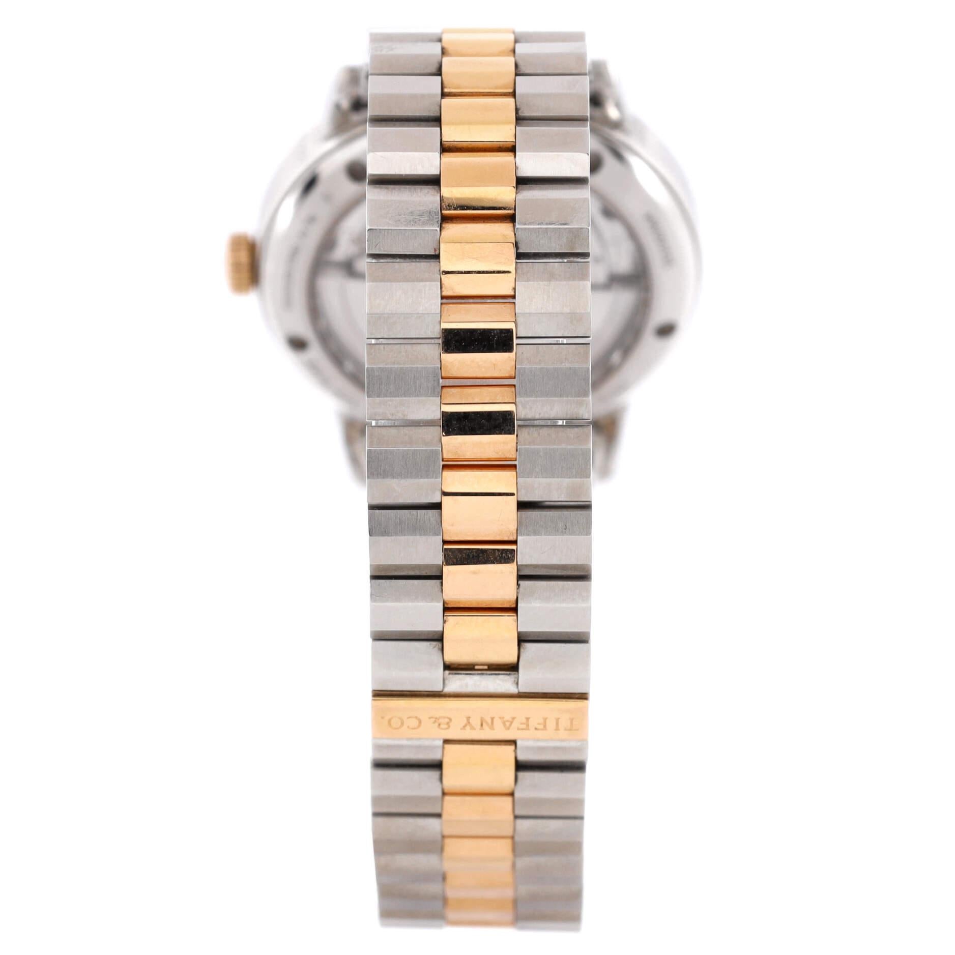 Women's or Men's Tiffany & Co. CT60 3-Hand Automatic Watch Stainless Steel and Rose Gold 34