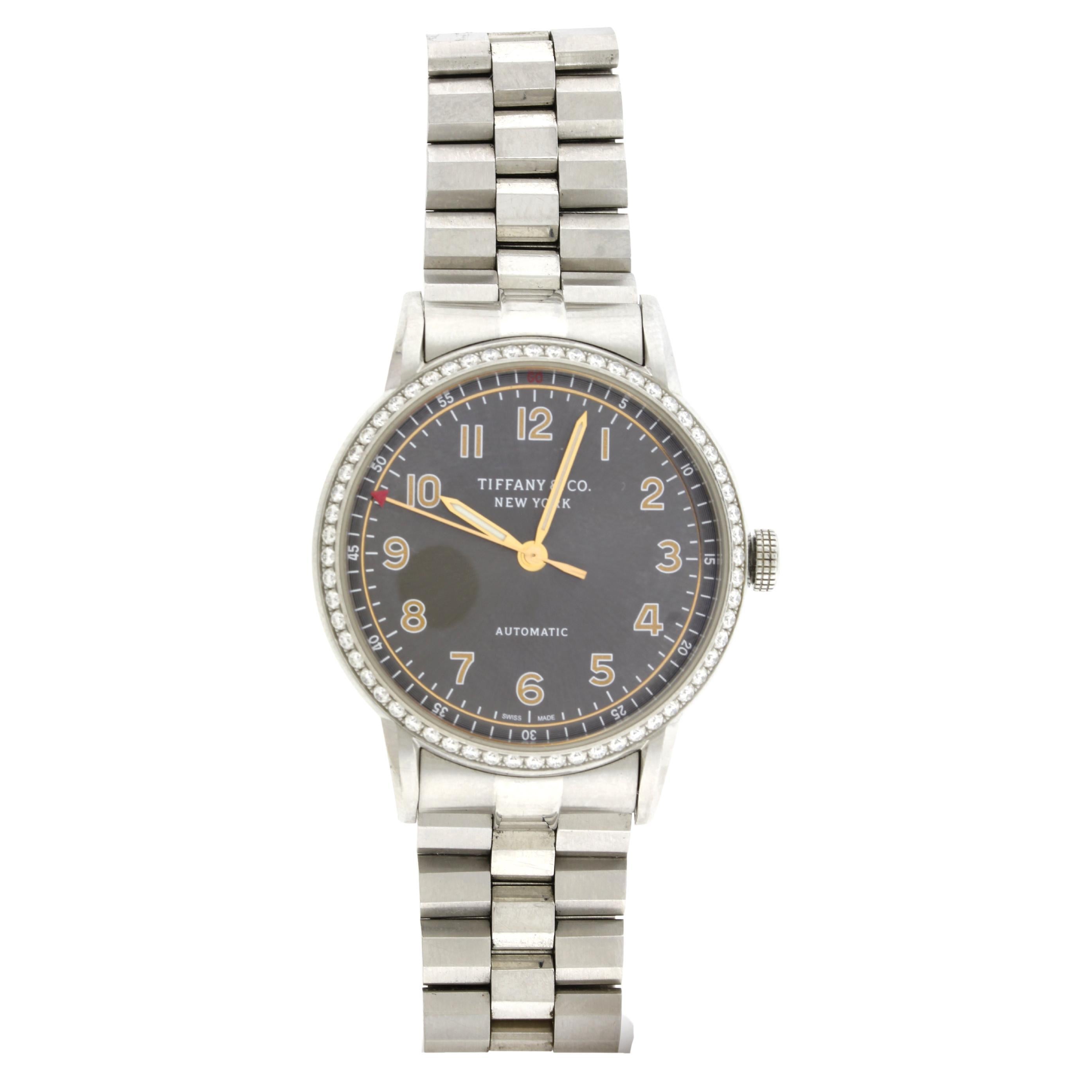 Tiffany & Co. Ct60 3 Hand Bezel Diamond Ladies Watch