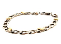 Tiffany & Co. Cuban Link Figaro Bracelet Sterling Silver 18K Yellow Gold