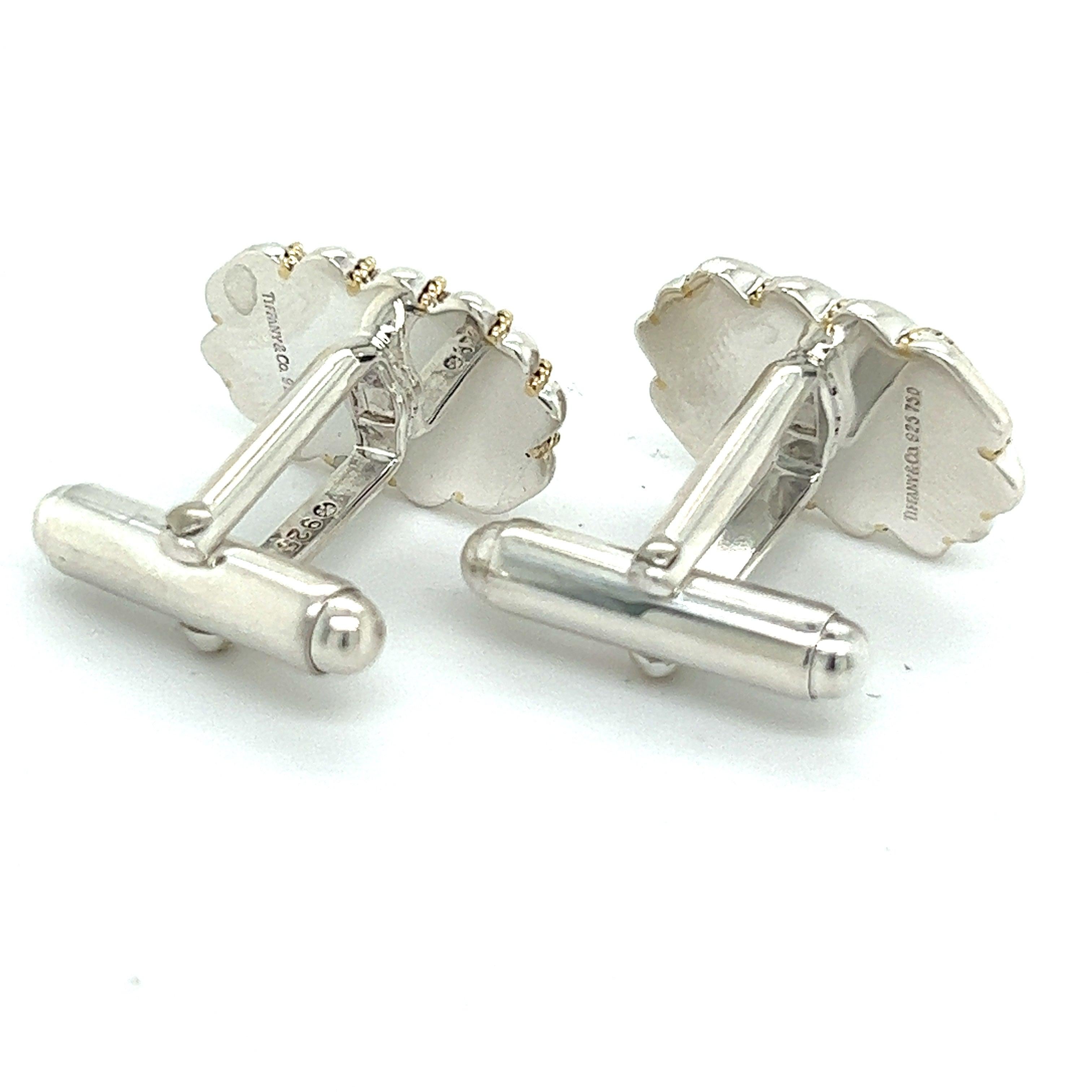 Tiffany & Co Cufflinks 18k Gold + Sterling Silver Estate For Sale 2