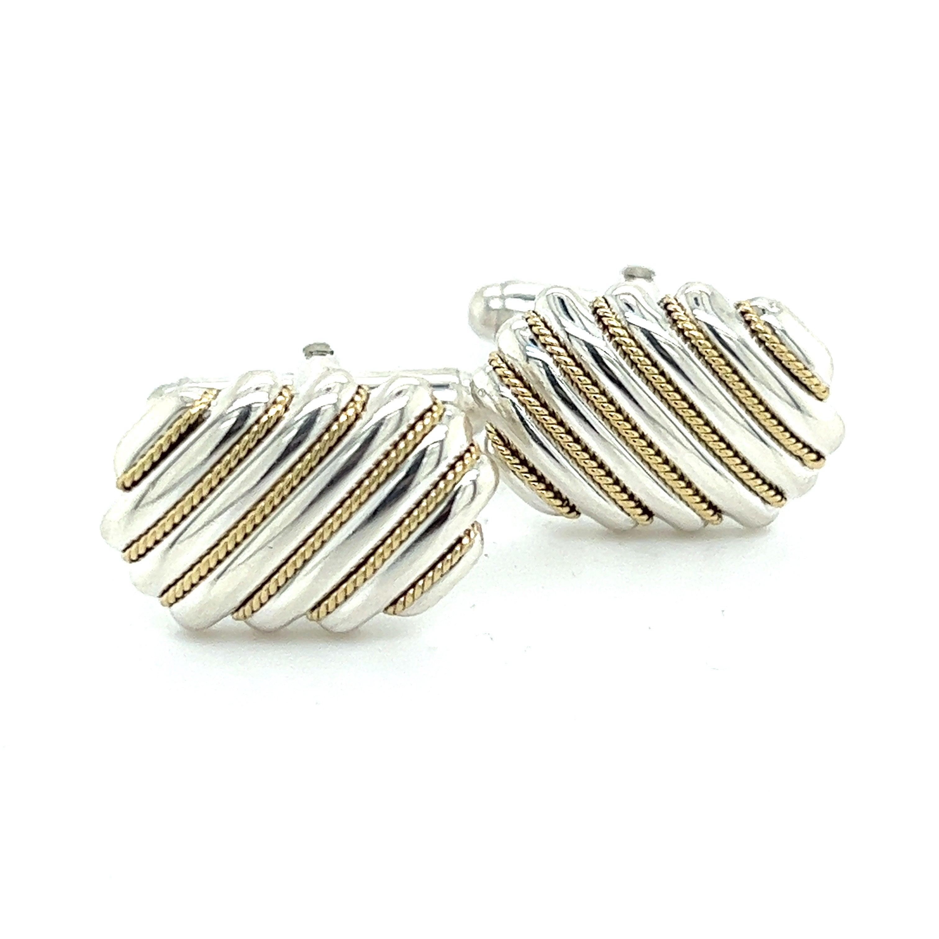 Tiffany & Co Cufflinks 18k Gold + Sterling Silver Estate For Sale