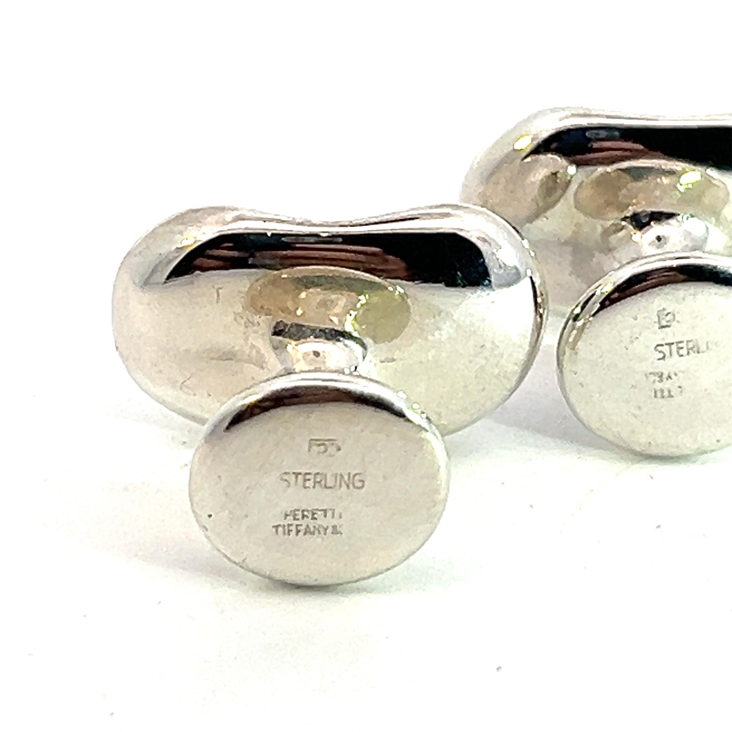 Manschettenknöpfe von Tiffany & Co von Elsa Peretti aus Sterlingsilber aus Nachlass im Angebot 1
