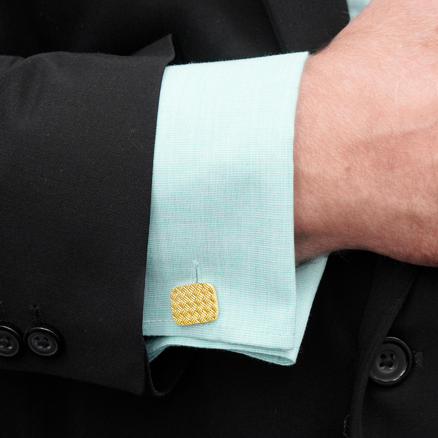 Circa 1960s, 18k, by Tiffany & Co., New York. This pair of cufflinks will add a dash of elegance to any suit or jacket. Or wear them with your starched, white French cuff shirt, cowboy boots, Levi's, and a huge Navajo silver buckle… I do! Styled in